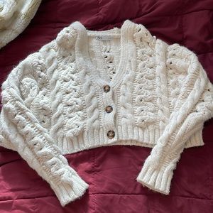Zara cable-knit button up sweater